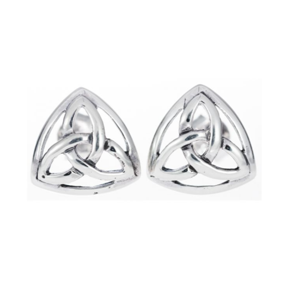 Toucan - Sterling Silver Triangle Trinity Knot Stud Earrings