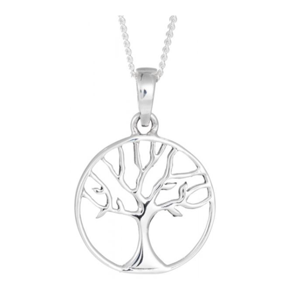 Toucan -  Sterling Silver Small Round Tree Of life Necklace