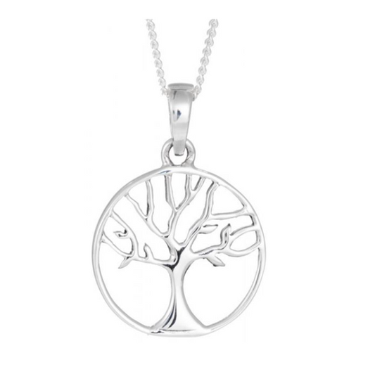 Toucan -  Sterling Silver Small Round Tree Of life Necklace