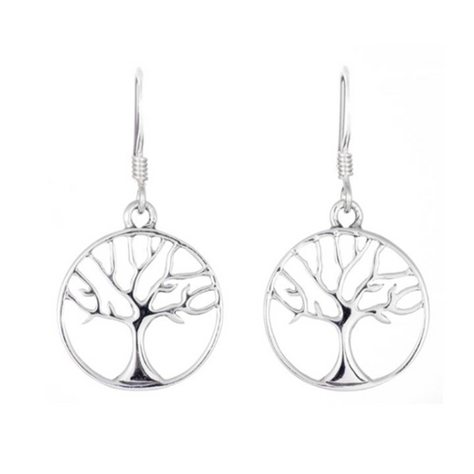 Toucan - Sterling Silver Round Tree Of Life Drop Earrings