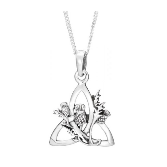 Toucan - Sterling Silver Trinity Knot Necklace with Scottish Thistle overlay