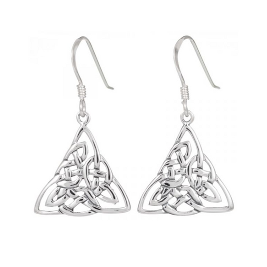 Toucan - Sterling Silver Celtic Triangular drop earrings