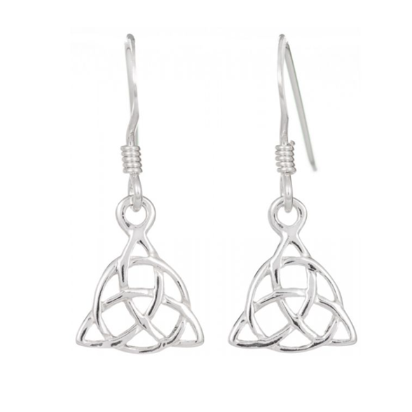 Toucan - Sterling Silver Triquetra circle interlaced Celtic drop earrings