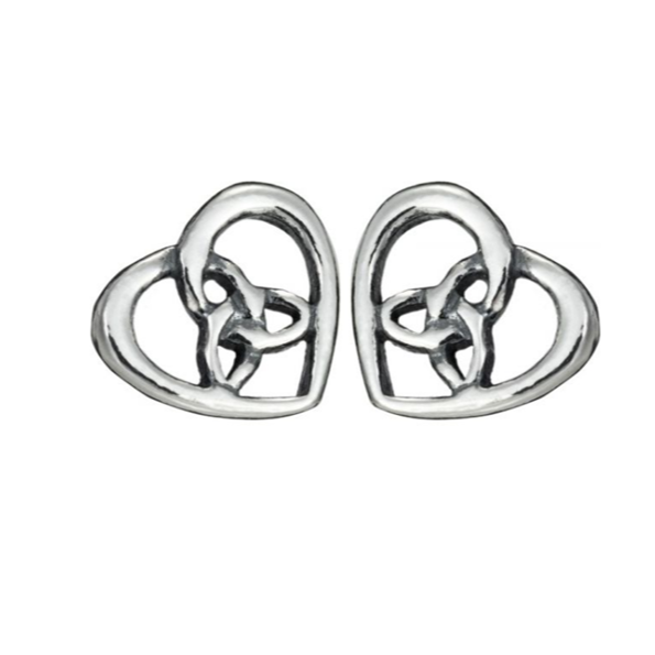 Toucan - Sterling Silver heart in Triskelle Celtic Stud earrings