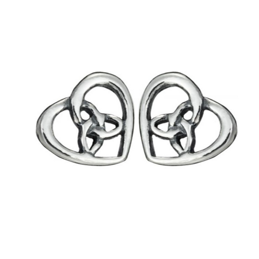 Toucan - Sterling Silver heart in Triskelle Celtic Stud earrings