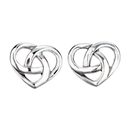 Sterling Silver Trinity heart stud earrings
