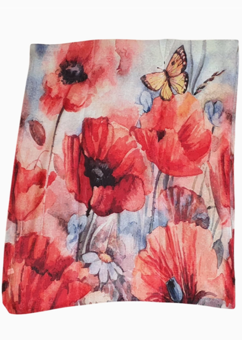 Lightweight Scarf - Poppy Flower and Butterfly