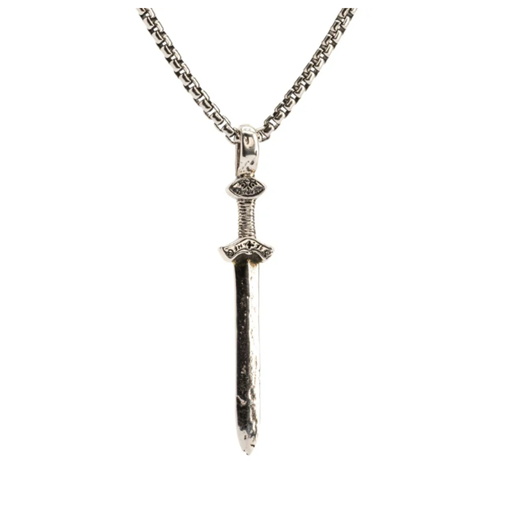 Silver or Silver and Bronze Viking Sword Pendant Small