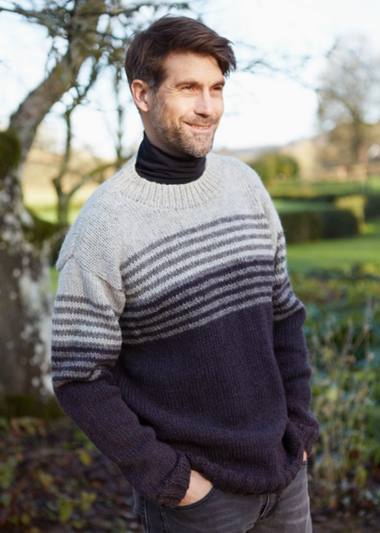 wool mens stripe handknit sweater