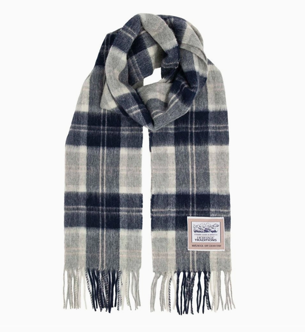 Pure Wool Tartan Check Scarf/Wrap