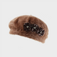 Angora Beret with Satin Embellishments