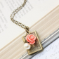 Book Locket - Coral Rose & White Pearl