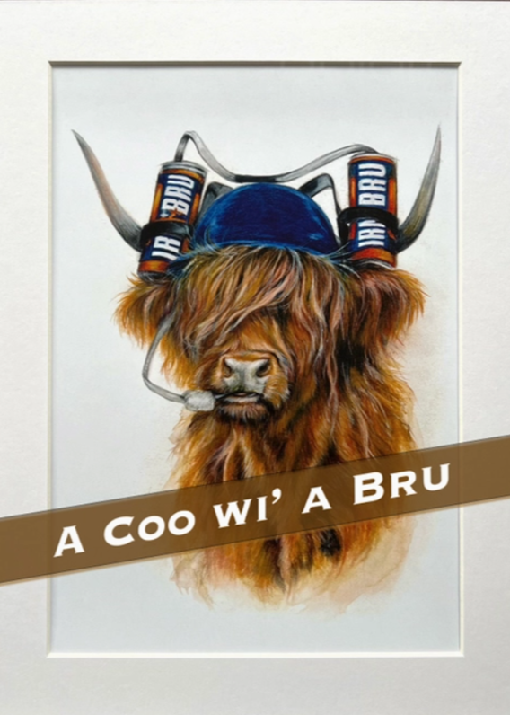 Mounted Print Portrait A Coo Wi' A Bru