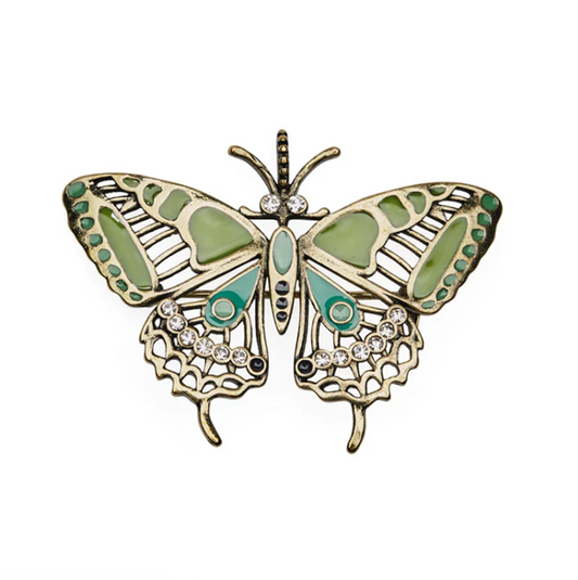 Green Enamelled Butterfly Brooch