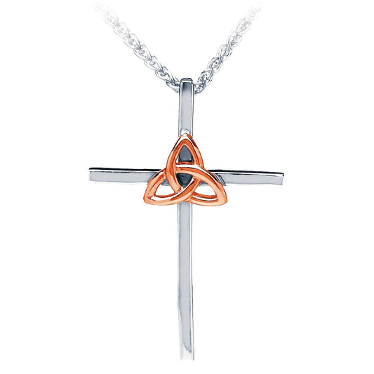 Trinity Cross Necklace Silver with Rose Gold