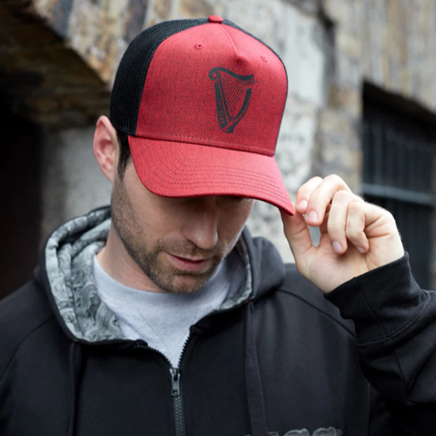 Guinness Baseball Cap Black & Red Harp Trucker