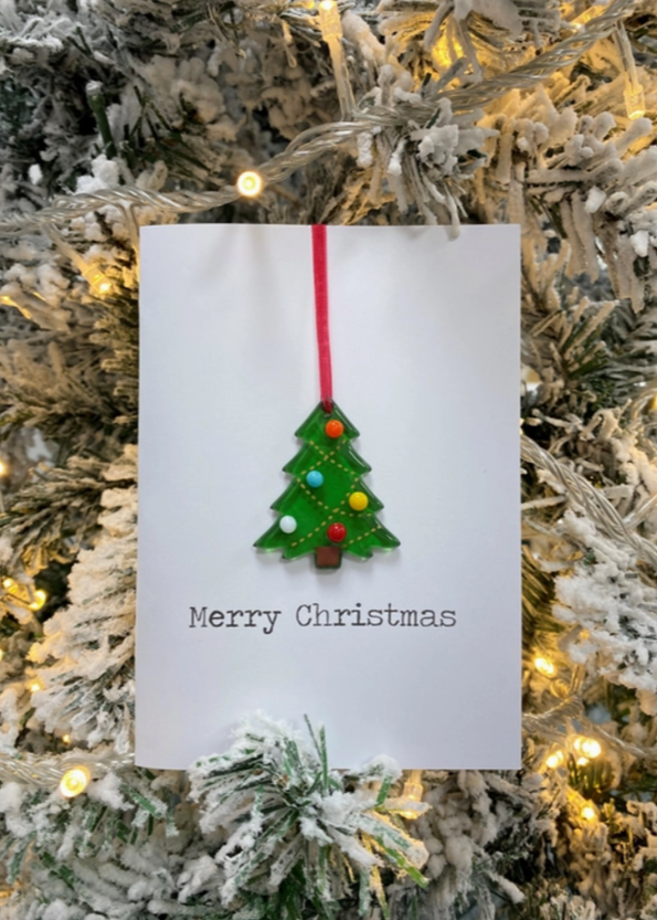 Christmas Decoration Fused Glass On Card