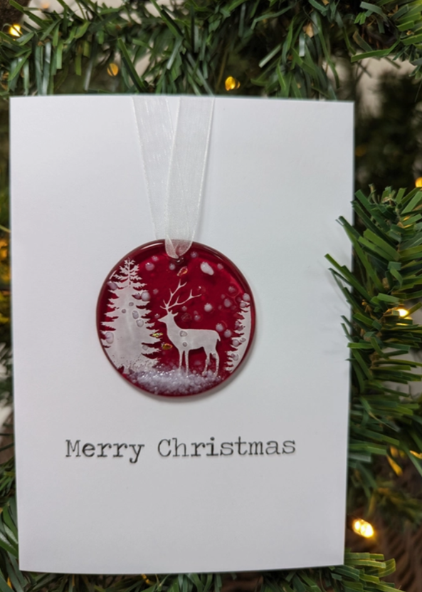 Christmas Decoration Fused Glass On Card