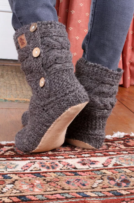 Chamonix Slipper Socks Suede Sole Bark