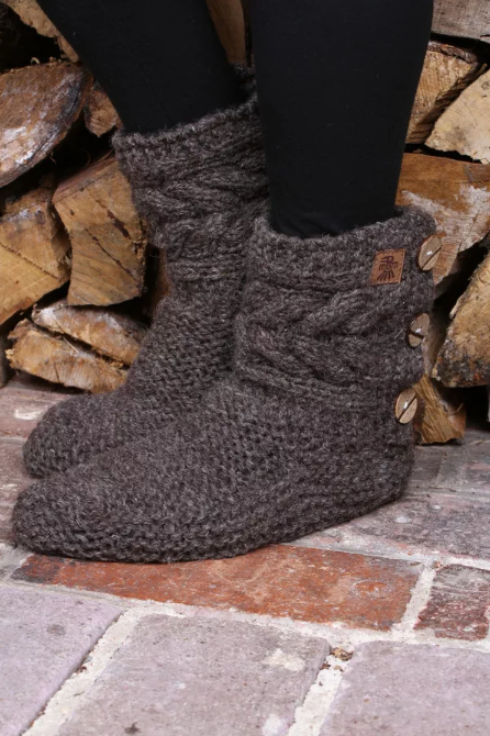 Chamonix Slipper Socks Suede Sole Bark