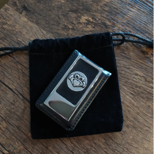 Magnetic Leather & Pewter Money Clip