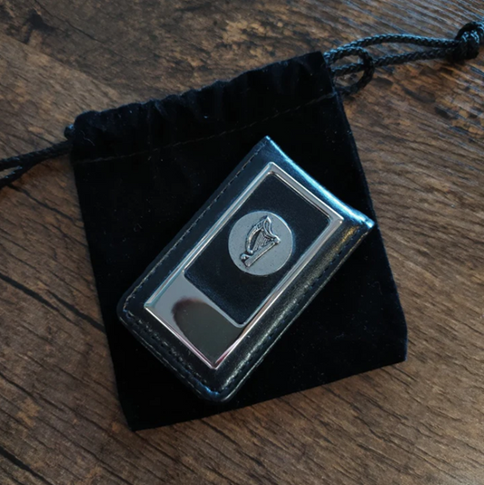 Magnetic Leather & Pewter Money Clip