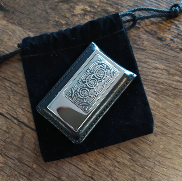 Magnetic Leather & Pewter Money Clip