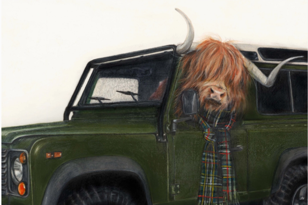 Mounted Print Ladscape Highland Driver