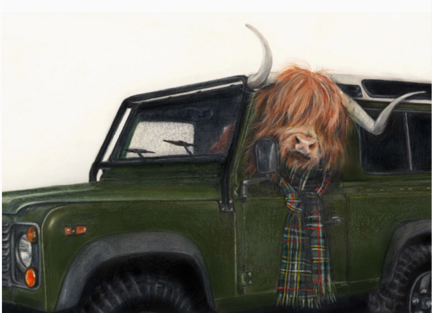 Mounted Print Ladscape Highland Driver