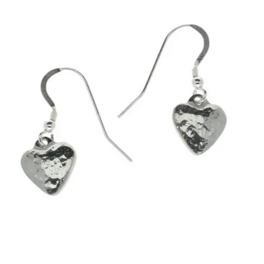 St Justin Small planished heart drop earrings