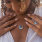 Sterling Silver Blue and Aqua Crystals Wave Mini Necklace