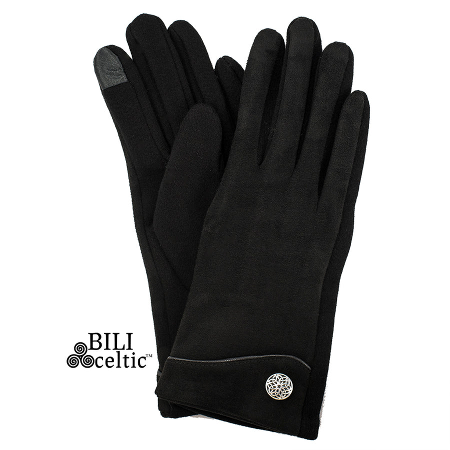 Celtic Faux Suede Gloves with Celtic Button