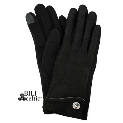 Celtic Faux Suede Gloves with Celtic Button