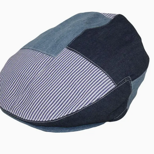 Kids Flat Cap Blue Patchwork