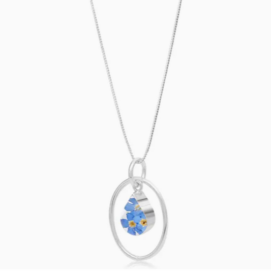 Forget-Me-Not Necklace With Silver Oval