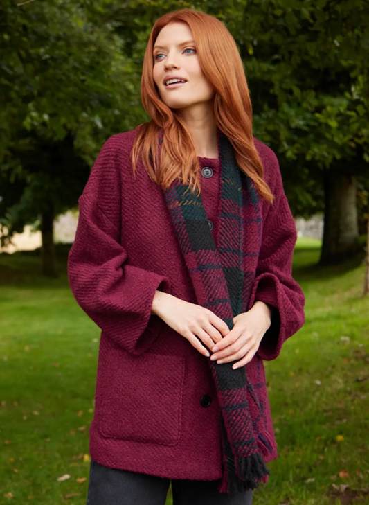 Freda Wool Coatigan - Wine