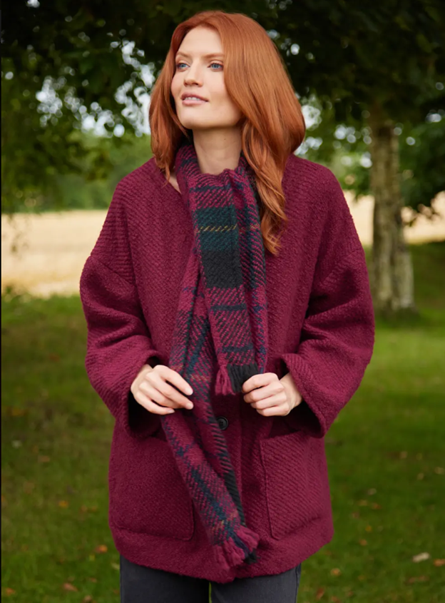 Freda Wool Coatigan - Wine