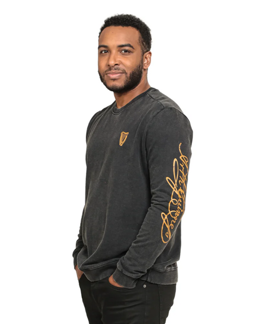 Guinness Black Distressed Gold Harp Sweatshirt