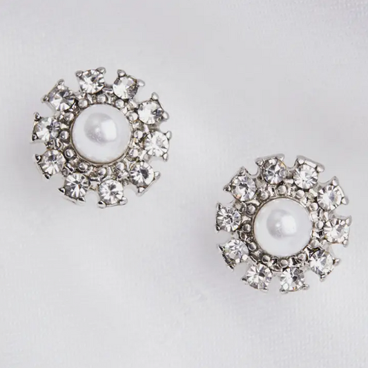 Grace Crystal and Pearl Stud Earrings