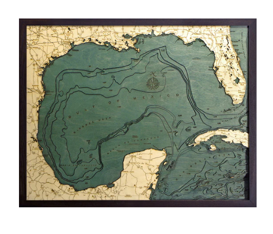 3-D Nautical Wood Chart - Gulf Of Mexico