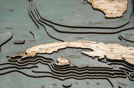 3-D Nautical Wood Chart - Gulf Of Mexico