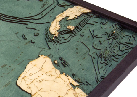 3-D Nautical Wood Chart - Gulf Of Mexico