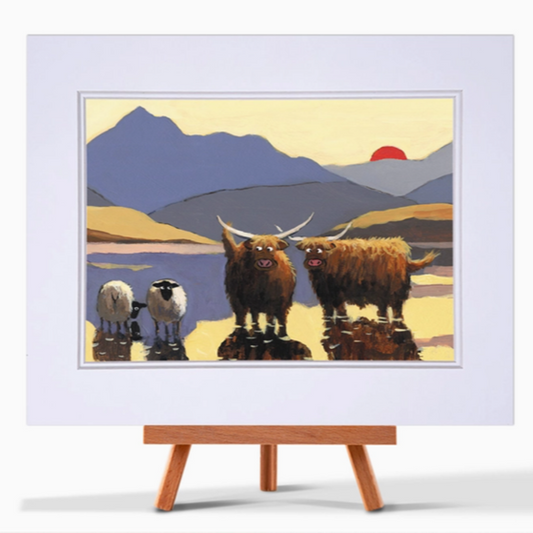 Mounted Print Highland Sunset