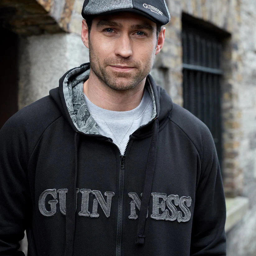 Guinness Vintage Black & Grey Label Lined Hoodie