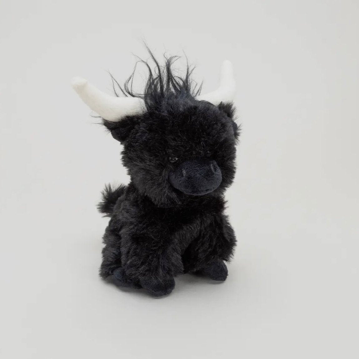 Mini Plush - Black Longhorn Cow