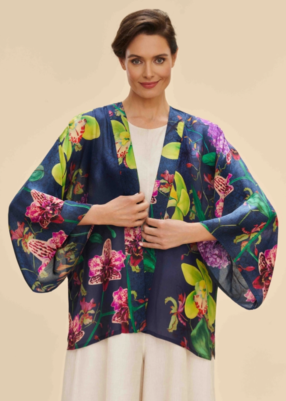 Kimono Jacket - Exotic Evening in Ink