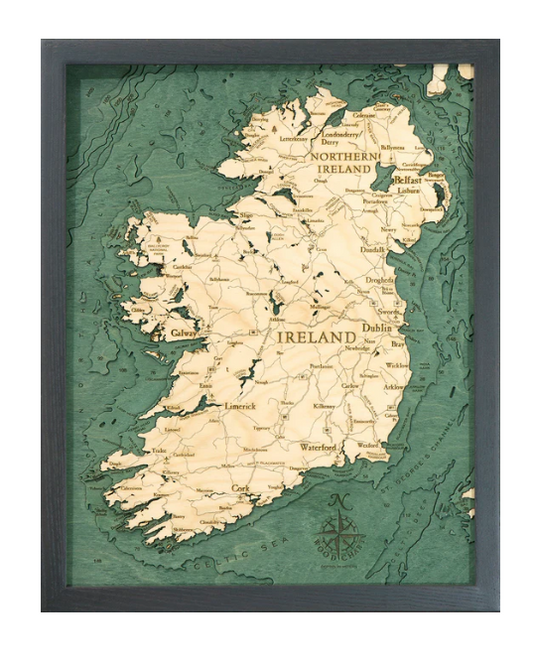 3-D Nautical Wood Chart - Ireland