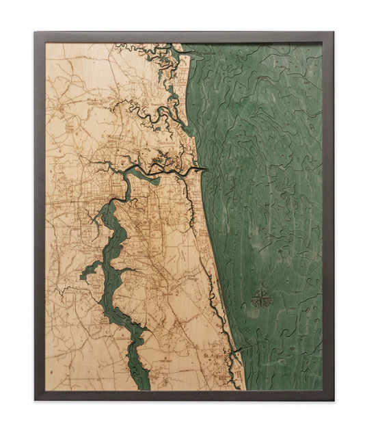 3-D Nautical Wood Chart - Jacksonville