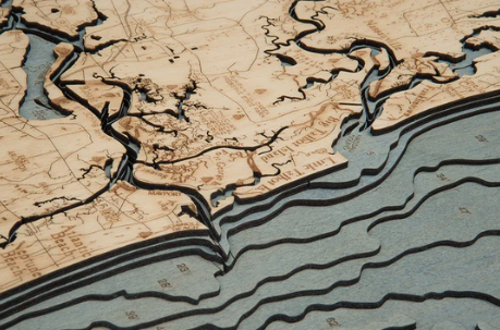 3-D Nautical Wood Chart - Jacksonville