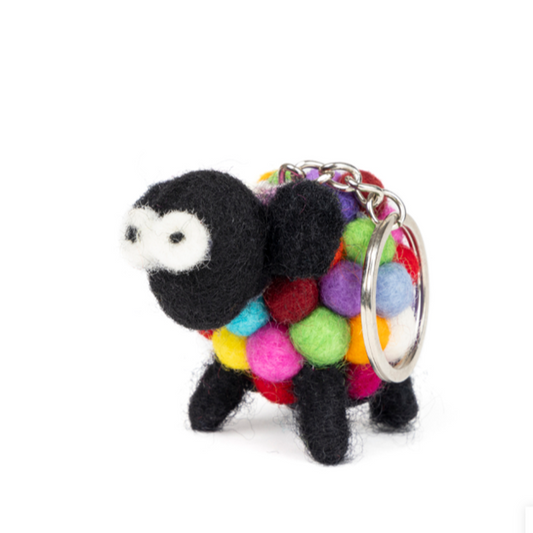 Sheep Keyring Blackface Felt Wool